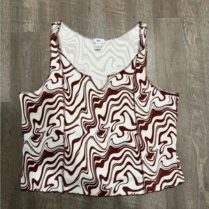 Rue21 Swirl Pattern Tank Top in Brown and White